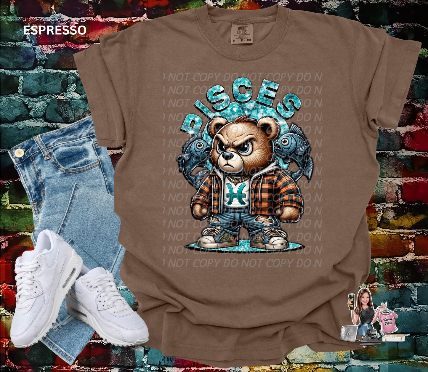 Pisces bear Comfort Colors tee shirt
