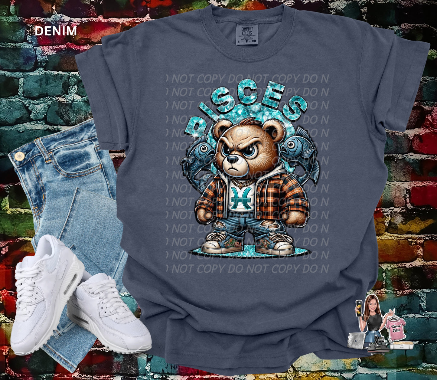 Pisces bear Comfort Colors tee shirt