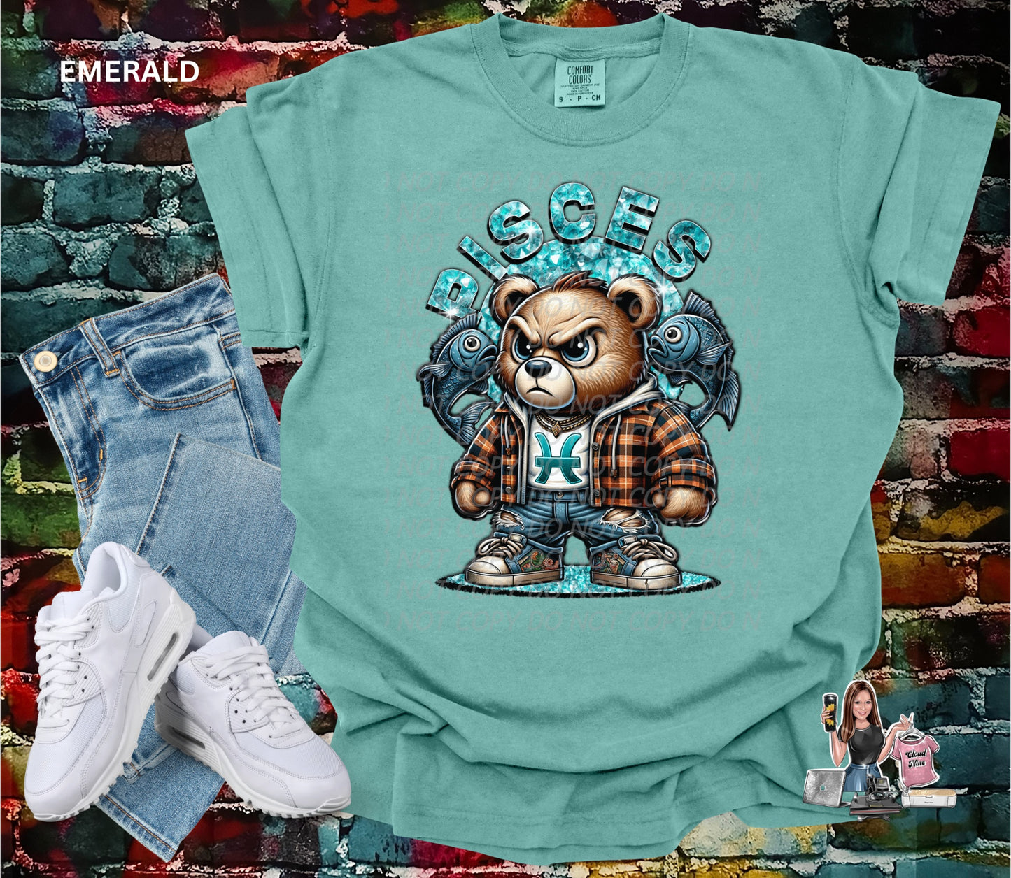 Pisces bear Comfort Colors tee shirt