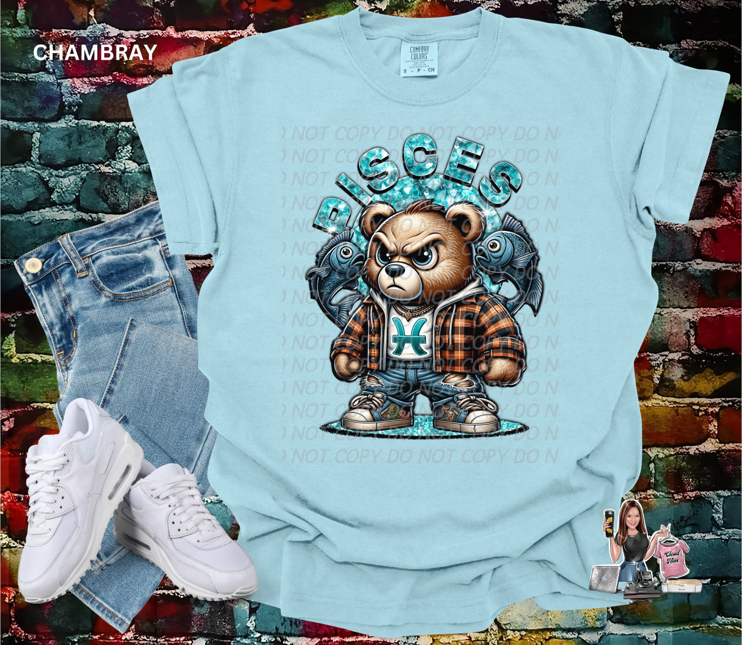 Pisces bear Comfort Colors tee shirt