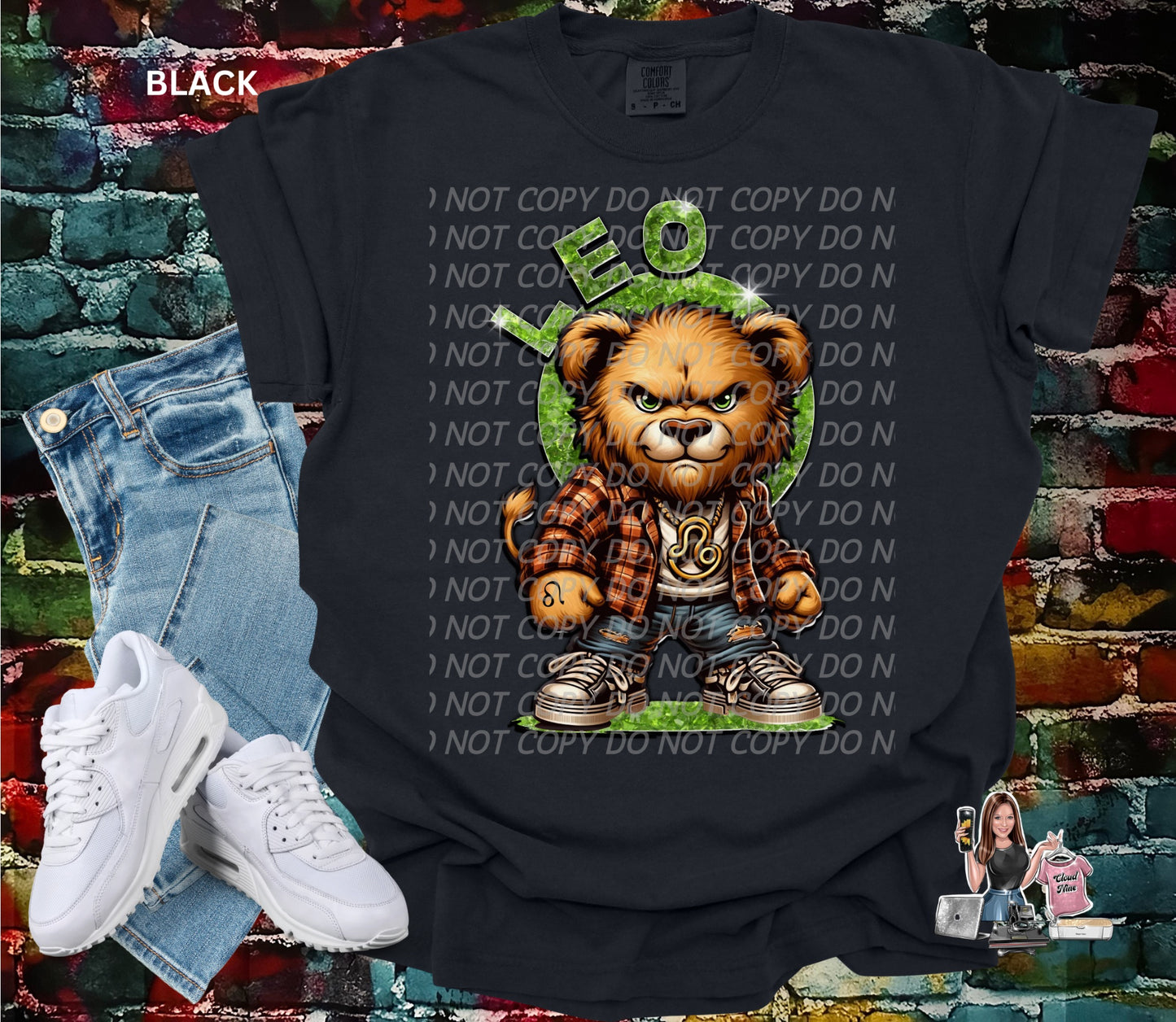 Leo zodiac bear Comfort Colors tee shirt