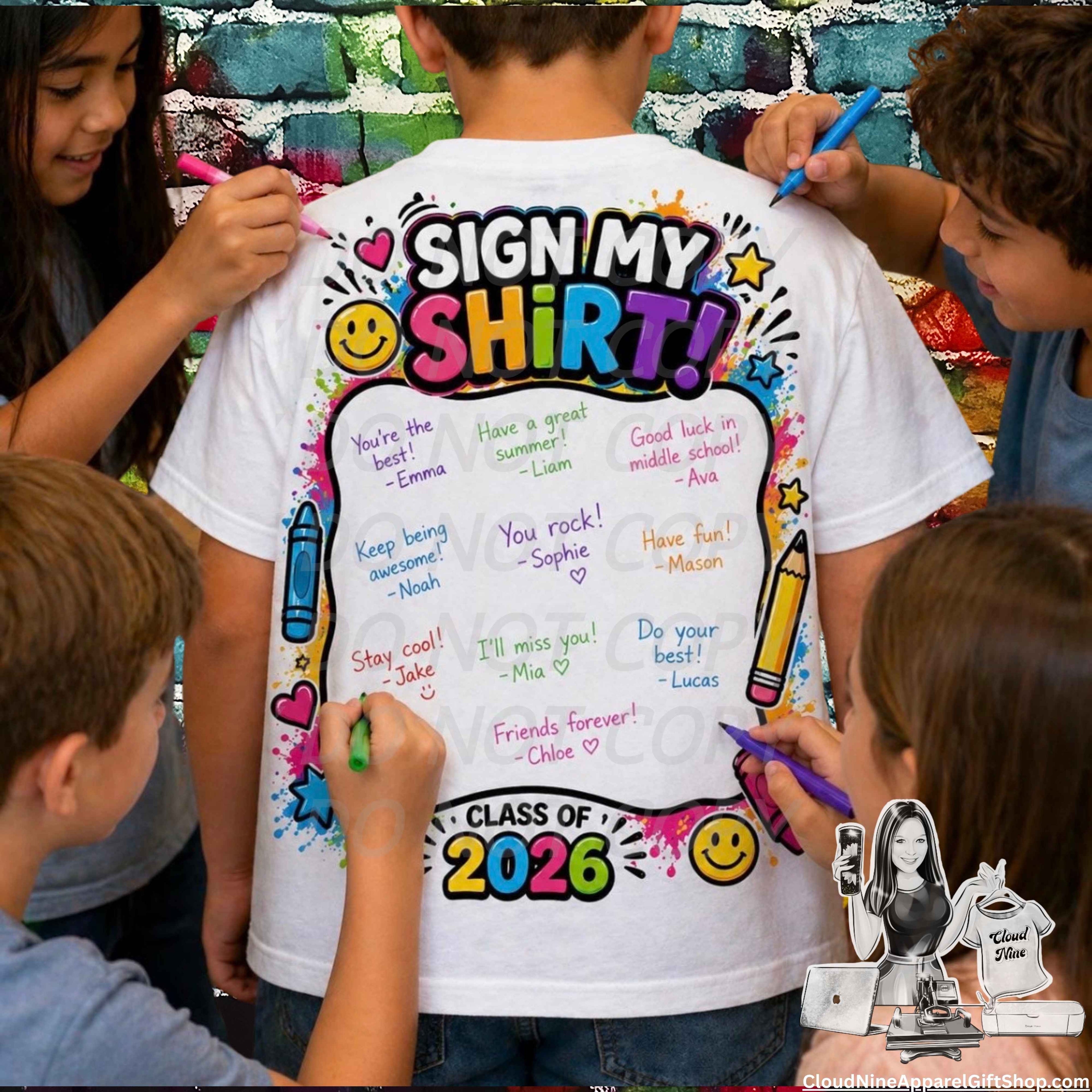Bruh! It’s my last day of school! Sign my shirt!