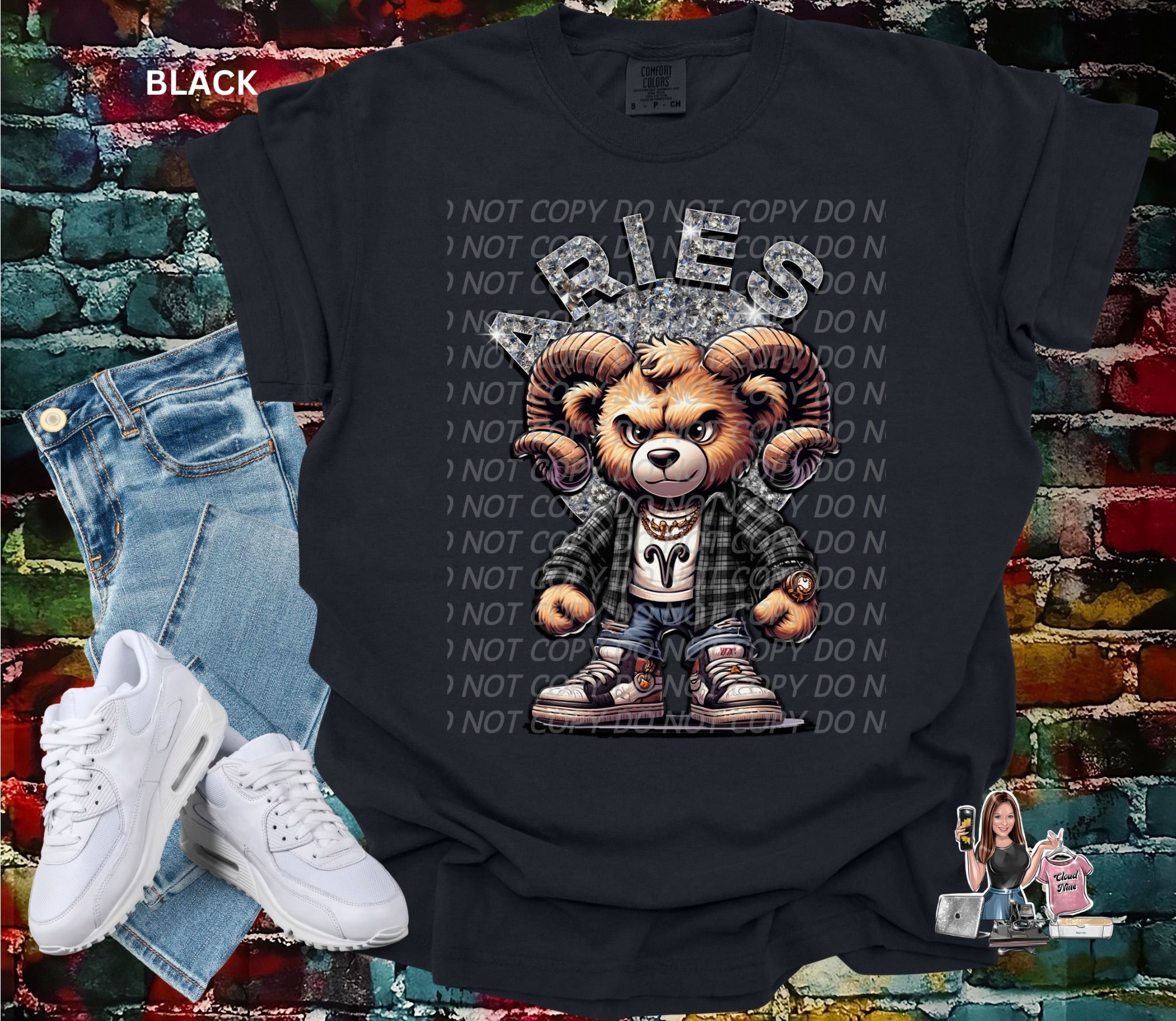 Aries zodiac bear Comfort Colors tee shirt