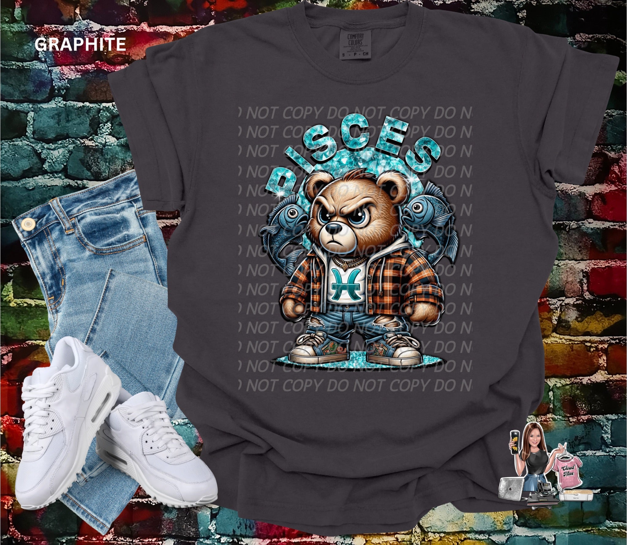 Pisces bear Comfort Colors tee shirt