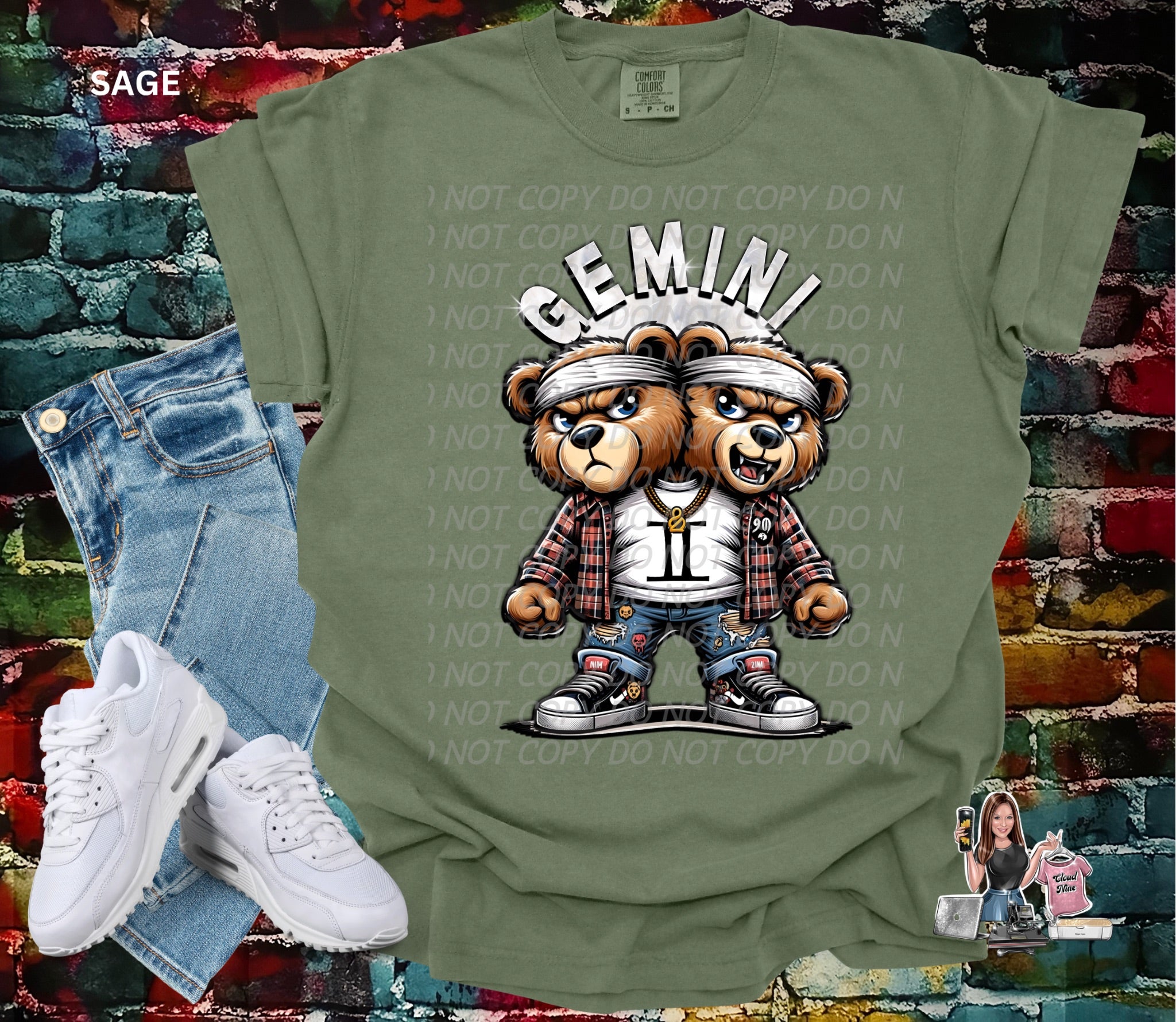 Gemini zodiac bear Comfort Colors tee shirt