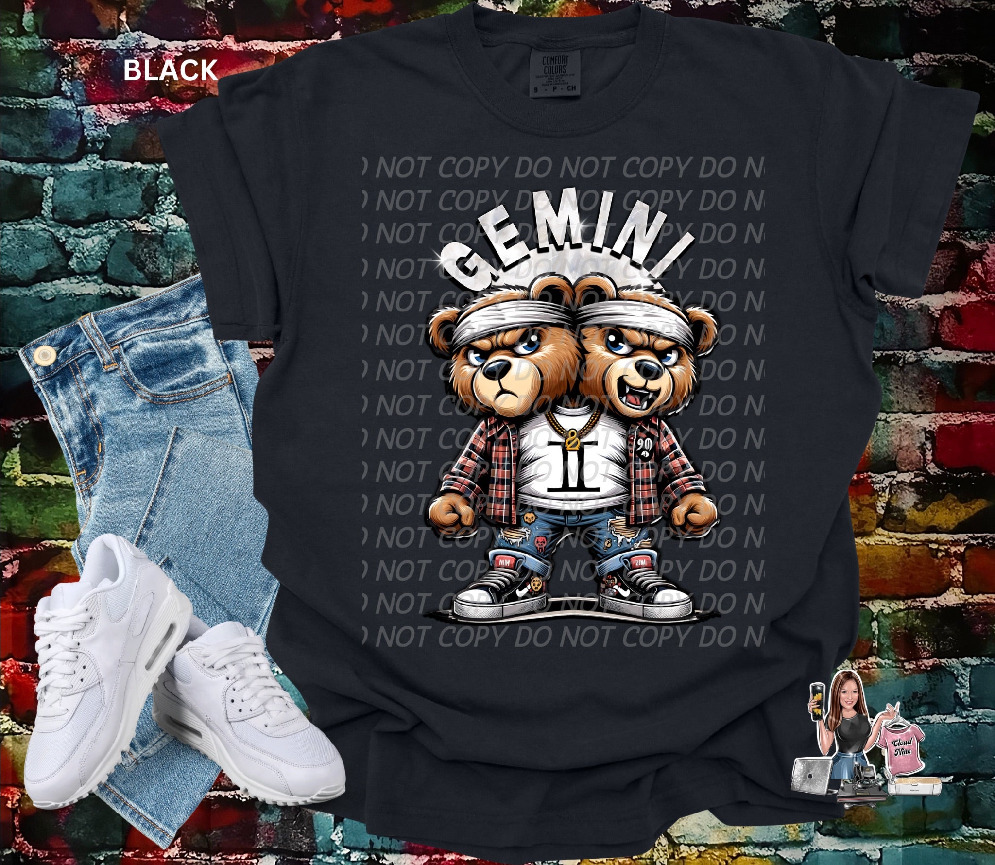 Gemini zodiac bear Comfort Colors tee shirt