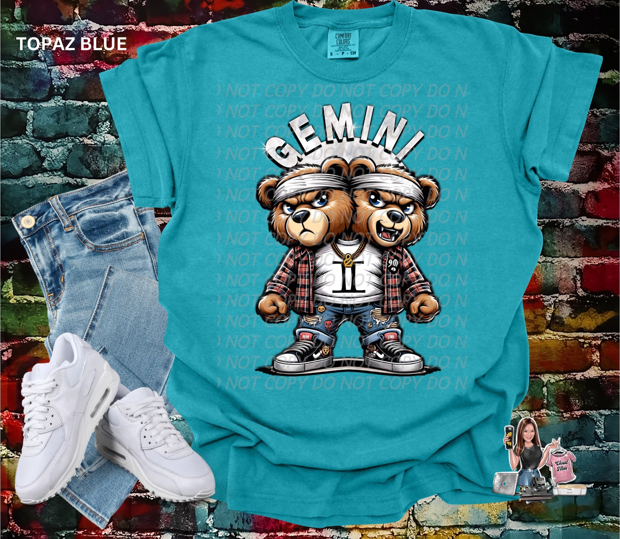 Gemini zodiac bear Comfort Colors tee shirt