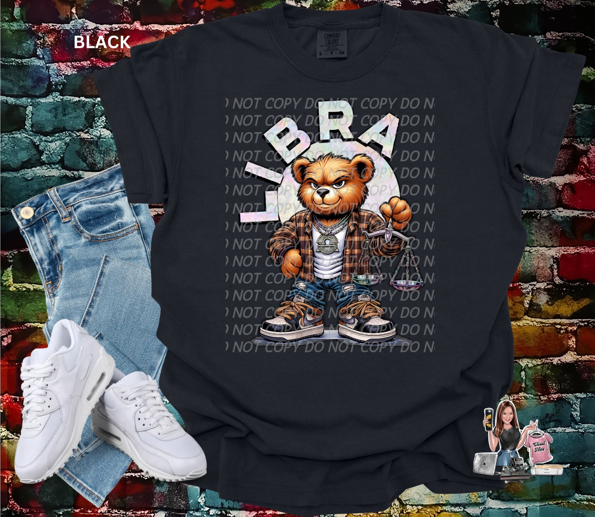 Libra zodiac bear Comfort Colors tee shirt