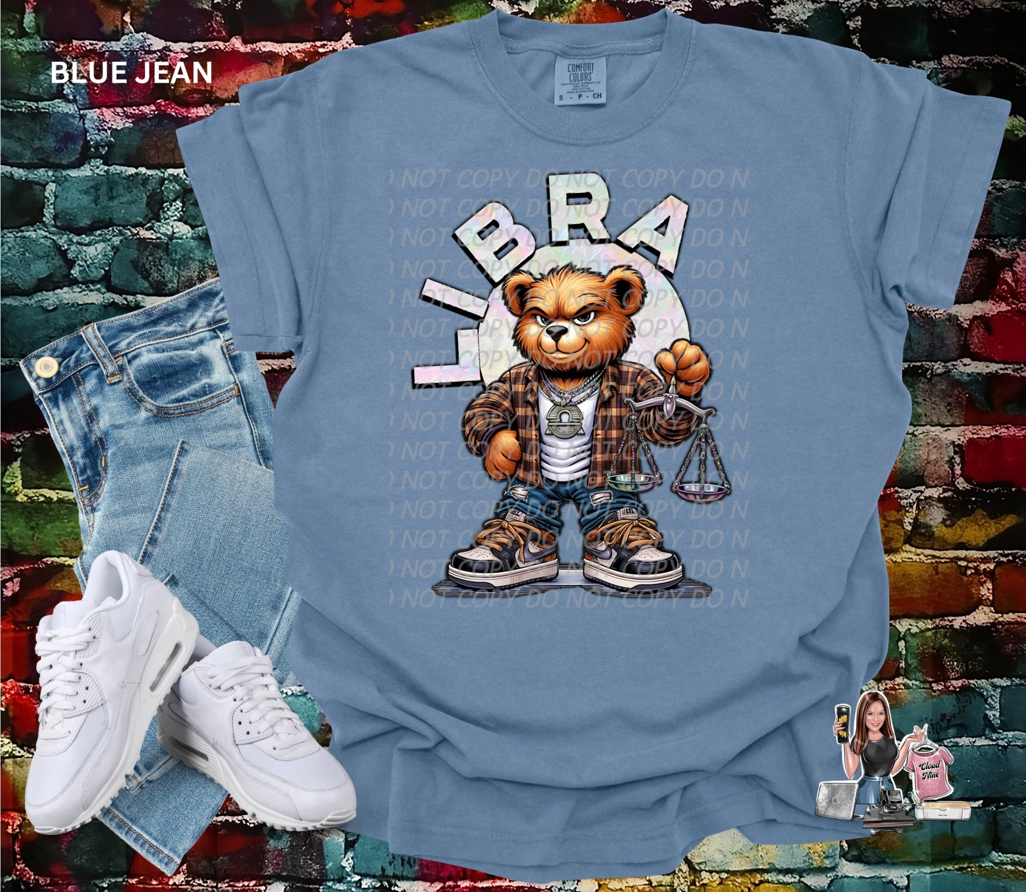 Libra zodiac bear Comfort Colors tee shirt