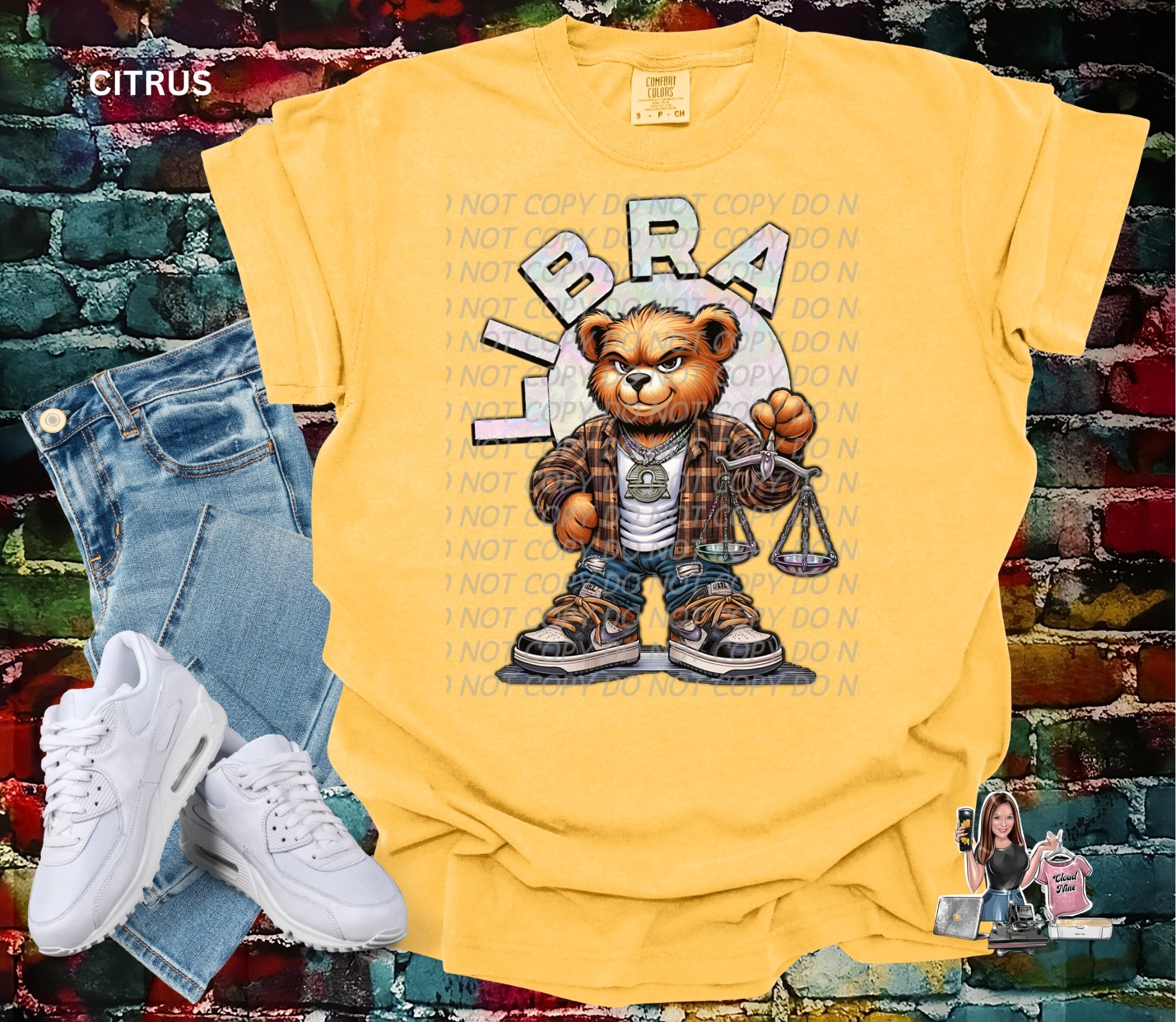 Libra zodiac bear Comfort Colors tee shirt