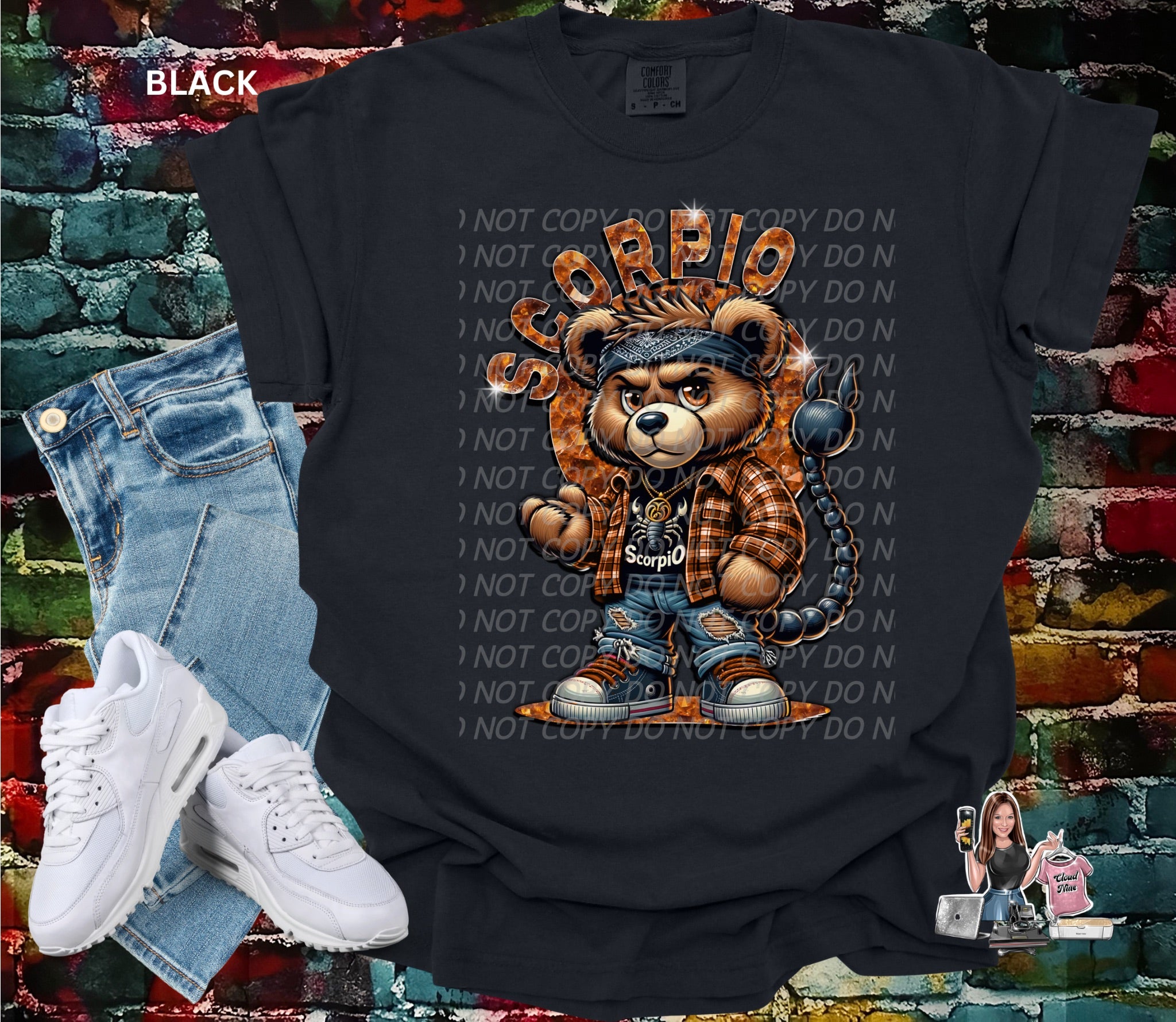 Scorpio zodiac bear Comfort Colors tee shirt