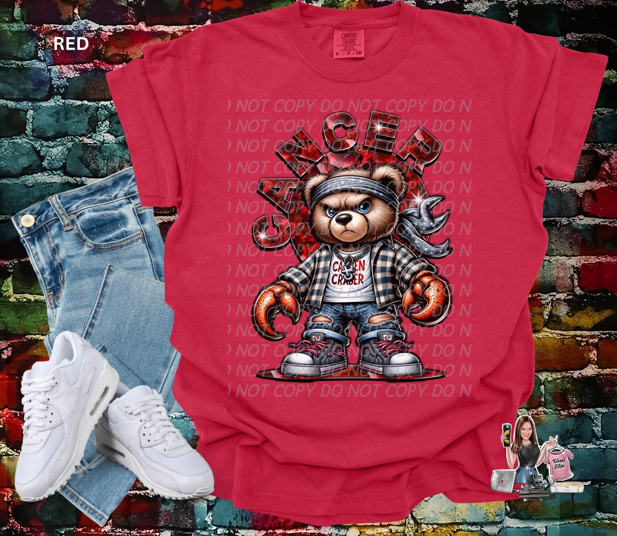 Cancer zodiac bear Comfort Colors tee shirt