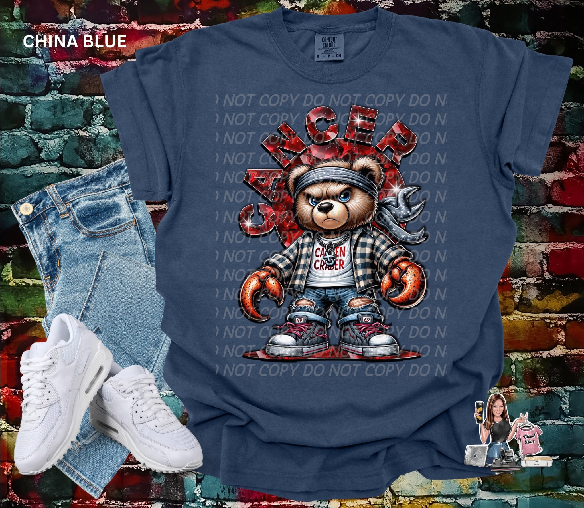 Cancer zodiac bear Comfort Colors tee shirt