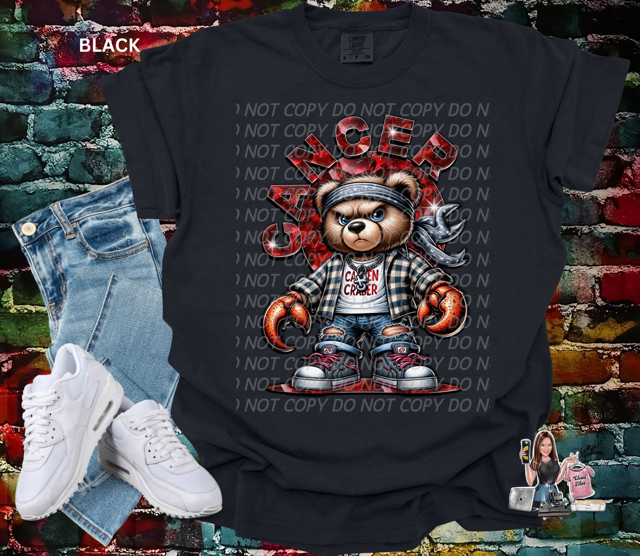Cancer zodiac bear Comfort Colors tee shirt