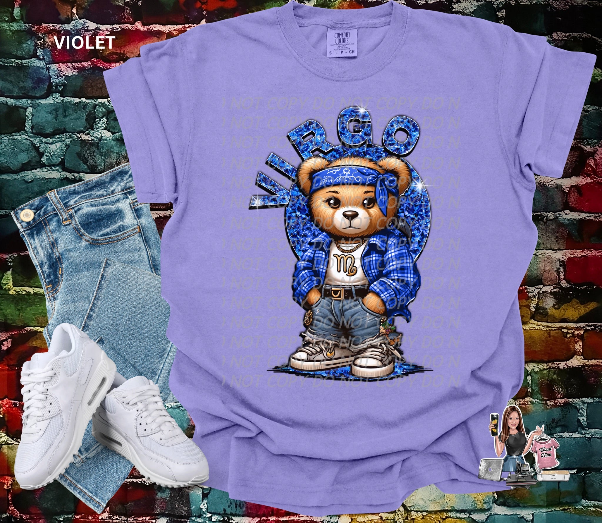 Virgo zodiac bear Comfort Colors tee shirt