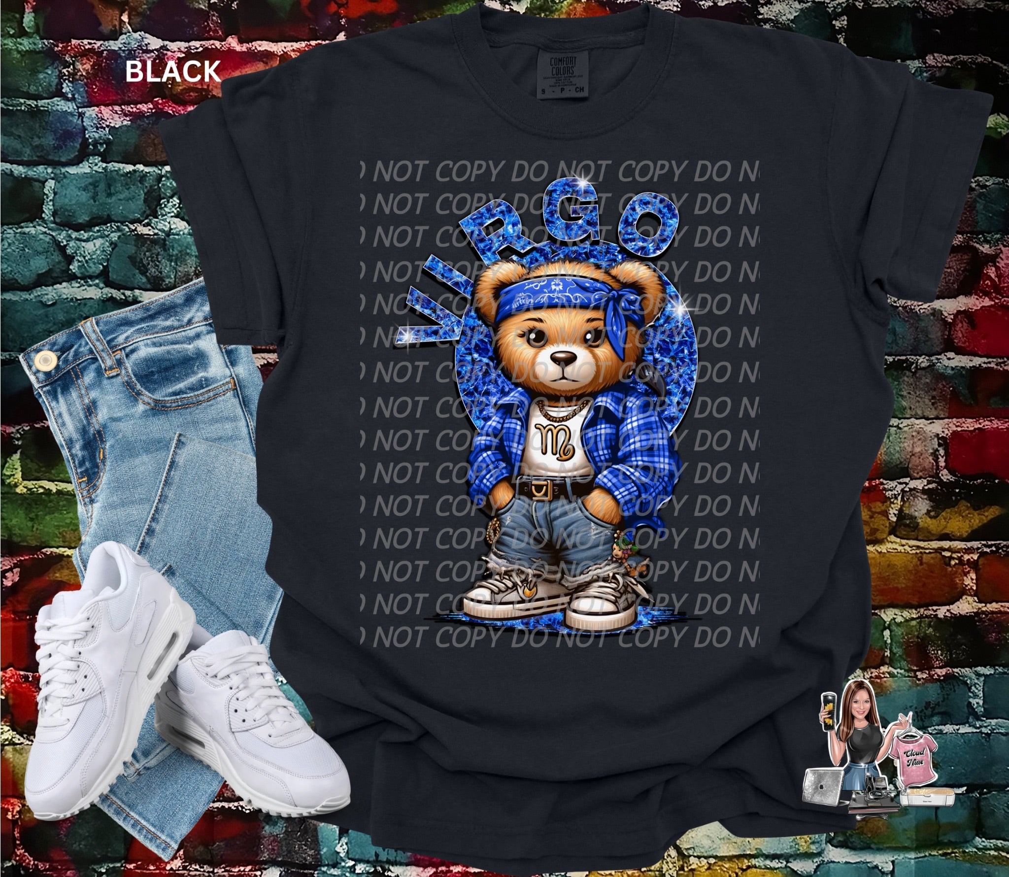 Virgo zodiac bear Comfort Colors tee shirt