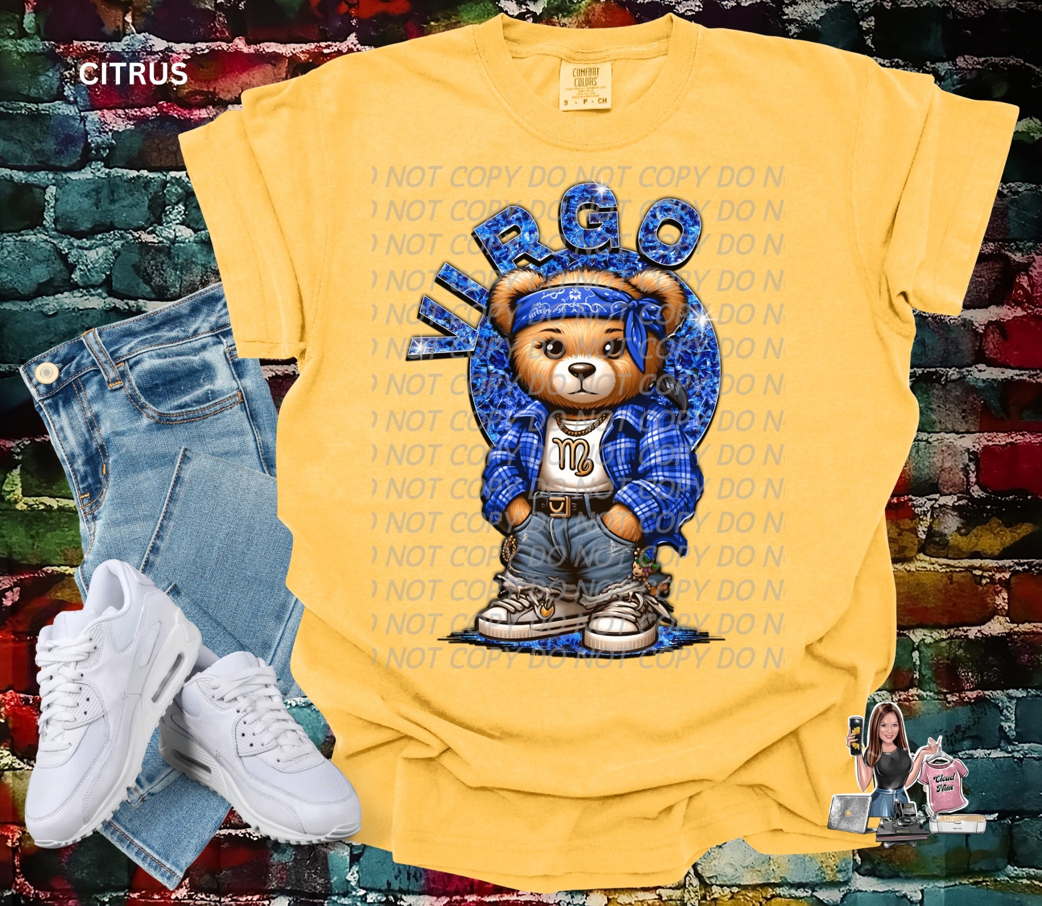 Virgo zodiac bear Comfort Colors tee shirt