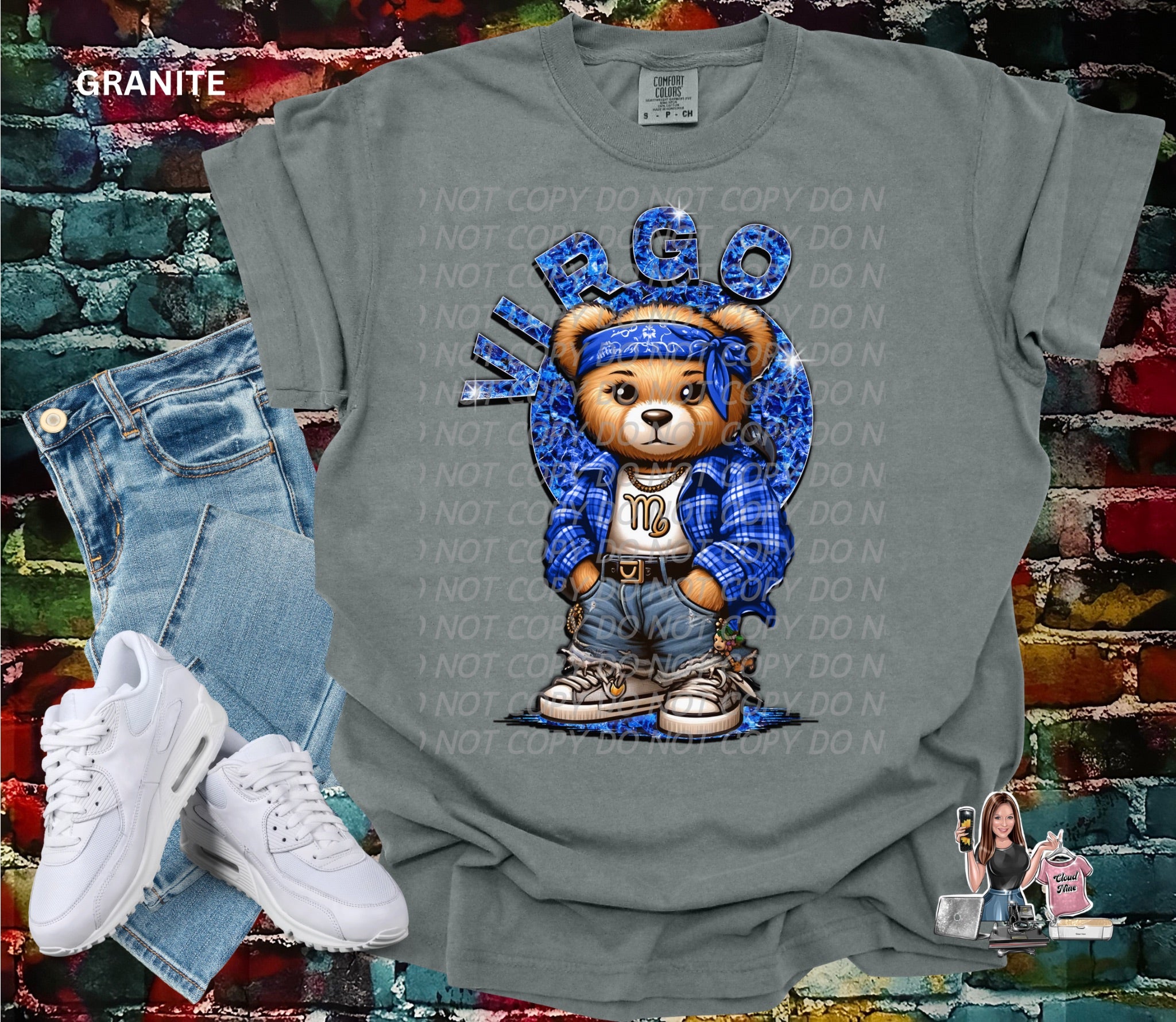 Virgo zodiac bear Comfort Colors tee shirt