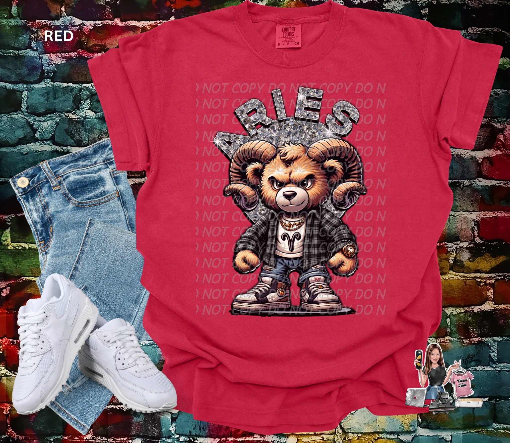 Aries zodiac bear Comfort Colors tee shirt