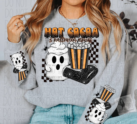 Hot cocoa and halloween movies sweatshirt