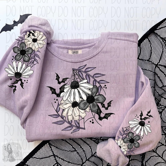 Floral bat Comfort Colors sweatshirt