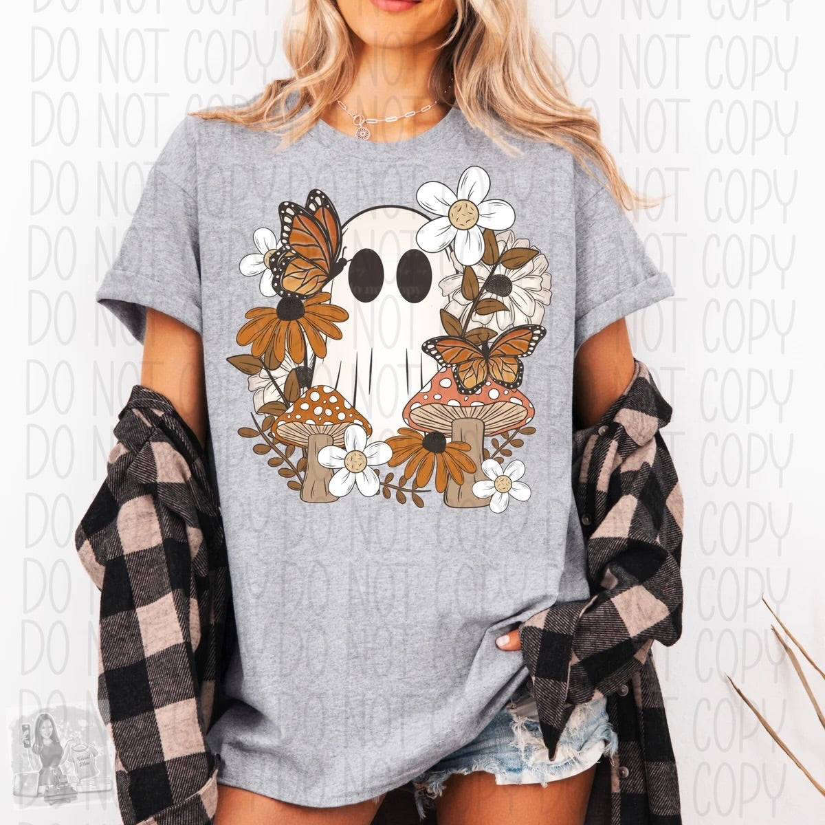 Floral butterfly ghost tee shirt