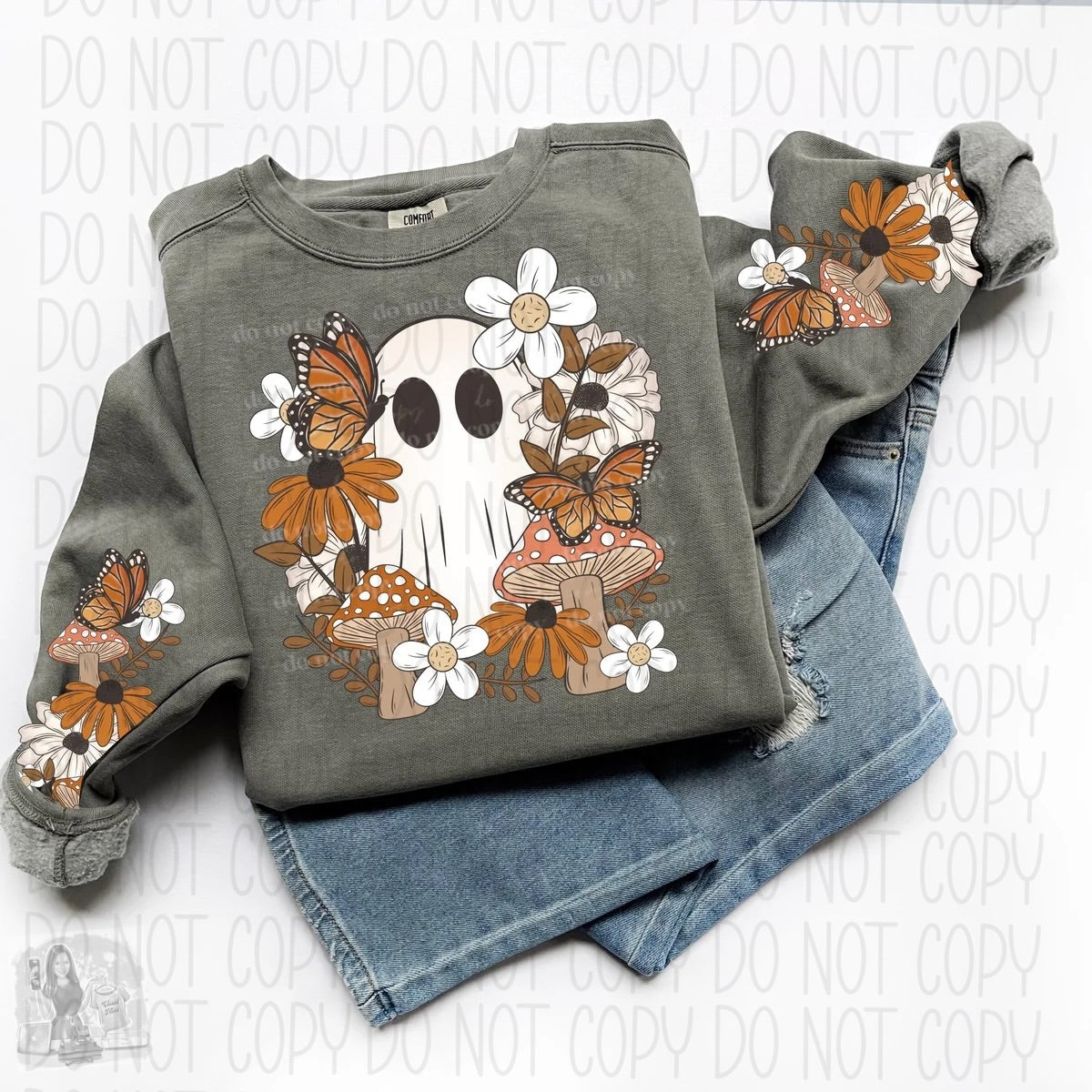 Floral Ghost Comfort Colors sweatshirt