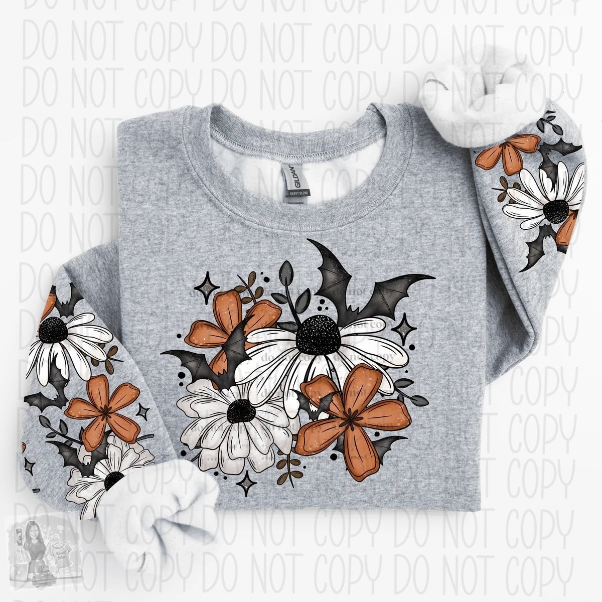 Beautiful floral with bat accent sweatshirt
