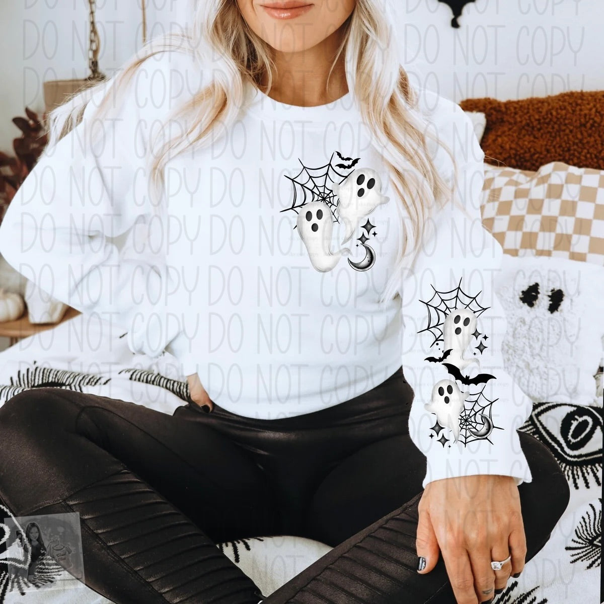 Spooky ghost and spiderweb sweatshirt