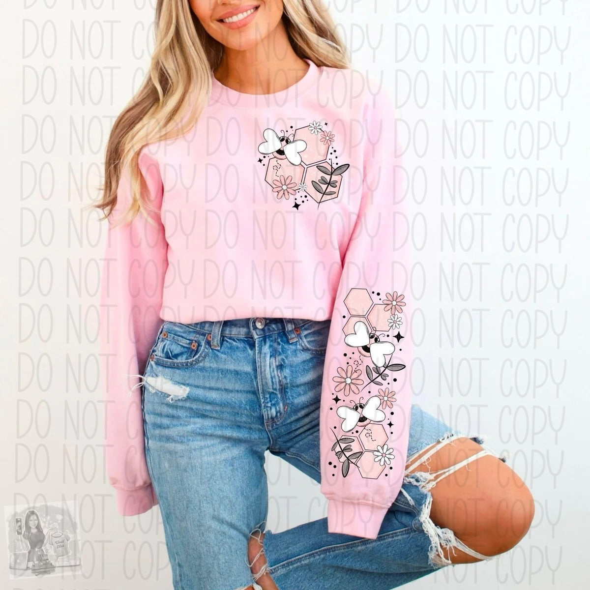 Cute bee and honeycomb sweatshirt