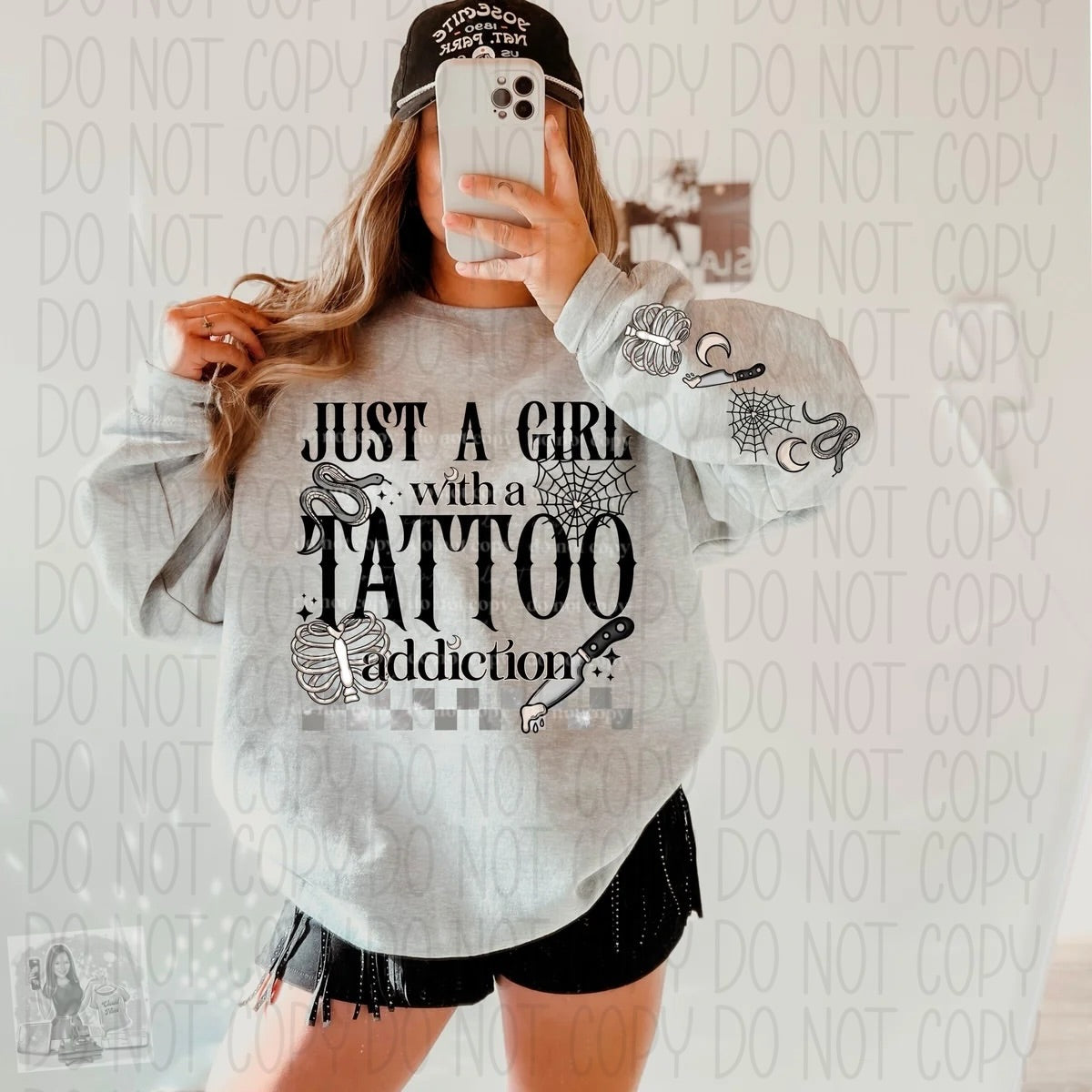 Just a girls with a tattoo addiction sweatshirt